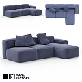 Modern Blue Two Seater Sofa With Modular Design And Comfortable Cushions