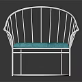 Modern Leisure Chair With Metal Frame Blue Cushioned Seat And Curved Backrest