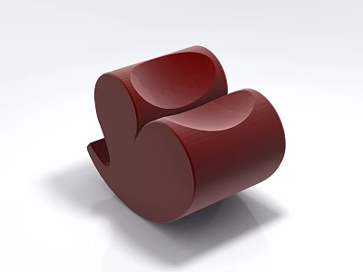 Modern Minimalist Red Single Sofa with Curved Design and Sleek Glossy Surface 3d model