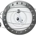 Modern Transparent Sphere Chandelier With Silver Metal Frame And Circular Accents