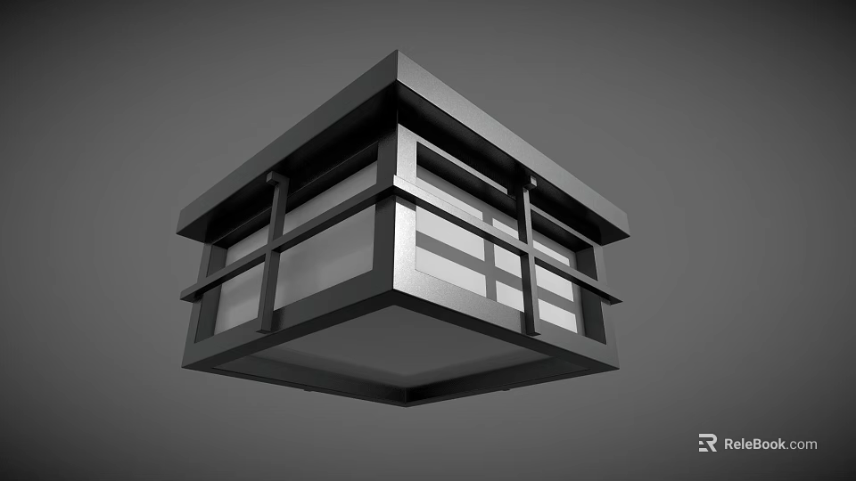 Modern Square Ceiling Light With Black Frame And Grid Pattern For Home Interior 3d model 