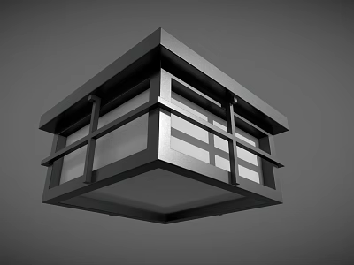 Modern Square Ceiling Light With Black Frame And Grid Pattern For Home Interior 3d model