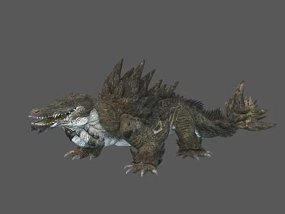 Mythical Reptile With Spiked Back Rough Scaly Skin Sharp Teeth And Long Tail 3d model