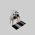Modern Home Office Desk And Chair Set With Wooden Tabletop Laptop And Wall Decor