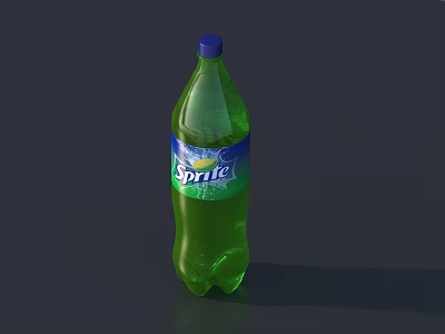 Sprite Carbonated Drink in Green Bottle with Blue Cap and Refreshing Lemon Lime Flavor 3d model
