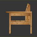 Natural Wooden Bench With Armrests Slatted Seat And Sturdy Legs Design