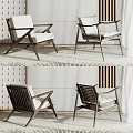 Minimalist Leisure Chairs With Wooden Frame Light Colored Cushions And Armrests