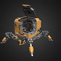 Yellow Multi Legged Mechanical Robot Character for Sci Fi Space Exploration Game 3d model