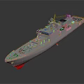 Modern Warship Design Featuring White Hull Red Bottom And Deck Antenna Systems 3d model