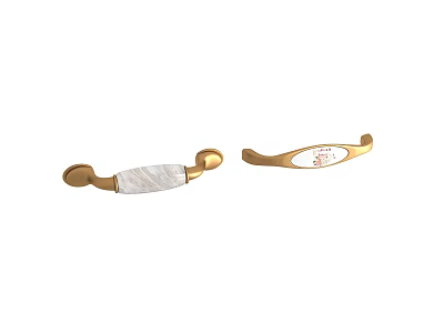 Elegant Golden Cabinet Handles With White Inlay Design For Furniture Doors And Drawers 3d model
