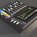 Professional Digital Audio Mixer With Colorful Buttons Adjustable Faders And Waveform Display Screen
