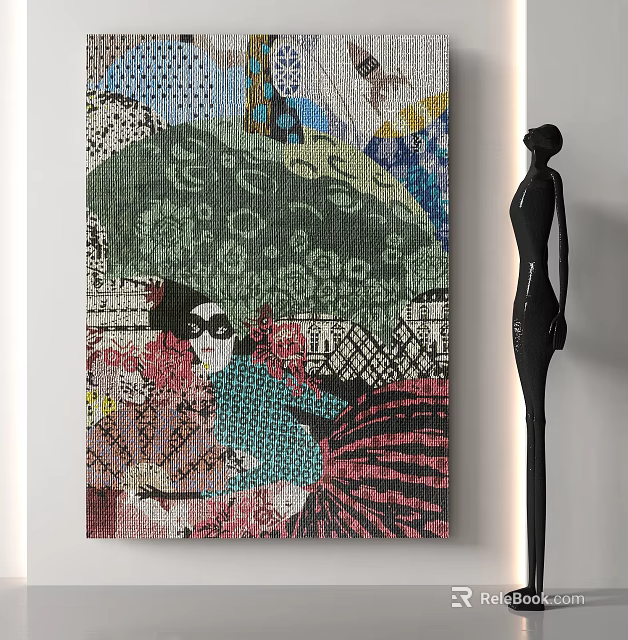 Colorful Square Rug With Abstract Artistic Pattern And Multicolored Design Elements 3d model