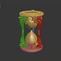 Ornate Golden Hourglass With Dragon Shaped Handles And Intricate Top Base Carvings