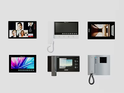 Various Smart Video Doorbell Models With Screen Display And Modern Design 3d model