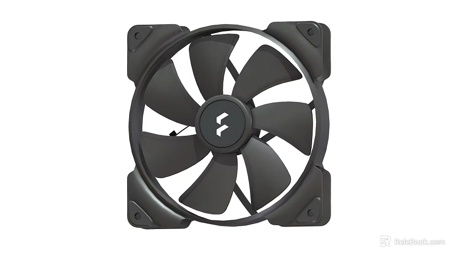Black Computer Cooling Fan With Sleek Design Durable Blades And Square Frame 3d model 