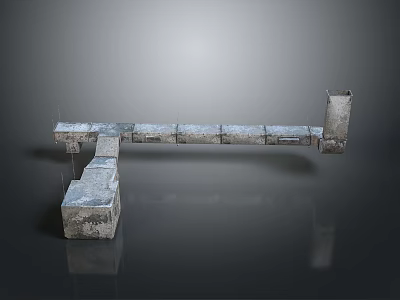 Metallic Gray Industrial Equipment Component With Multiple Connected Parts And Textured Surface 3d model