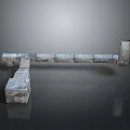 Metallic Gray Industrial Equipment Component With Multiple Connected Parts And Textured Surface