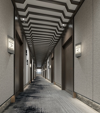 Chinese Hotel Aisle 3d model