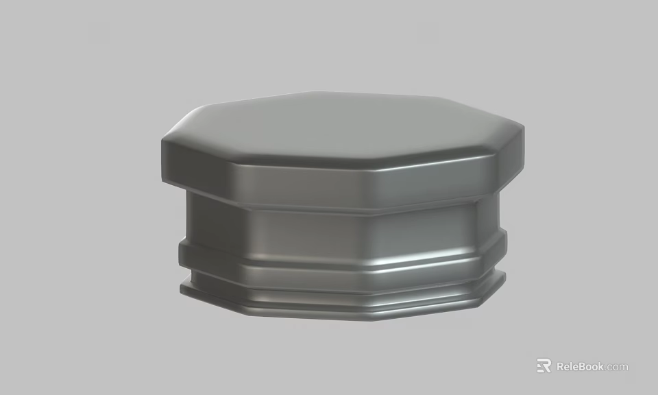Metallic Octagonal Lid With Smooth Surface And Layered Structure Design 3d model