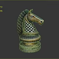 Copper Chess Knight Piece With Black White Checkered Head Decorative Household Item On Dark Background