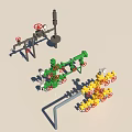 Industrial Piping System With Green Yellow Valve Components And Control Equipment