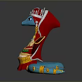 Blue Snake Plush Toy With Red Gold Decorative Headpiece And Yellow Circular Patterns