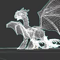 Colorful Reptile Dragon With Blue Wings Purple Accents Scaly Body And Smaller Dragons