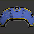 Futuristic Sci Fi Blue And Yellow Weapon With Circular Components And Metallic Design 3d model