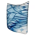 Stylish Decorative Pillow With Blue And White Abstract Lines Watercolor Design