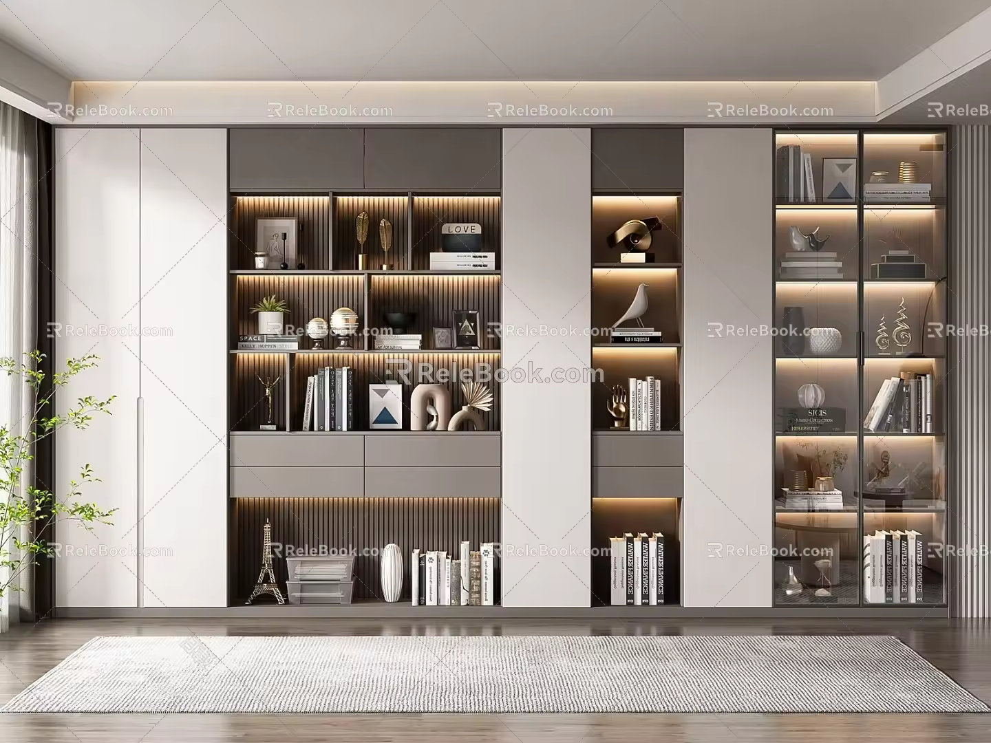 Modern bookcase 3d model