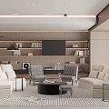 Modern Living White Sofa And Black Coffee Table Set With Patterned Armchairs Bookshelves And Floor Lamps