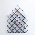 Modern Geometric Wall Mounted Bookshelf With Metal Frame Open Cubes And Books