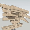 Wooden Architectural Component With Intricate Beam Joint And Block Assembly Structure 3d model