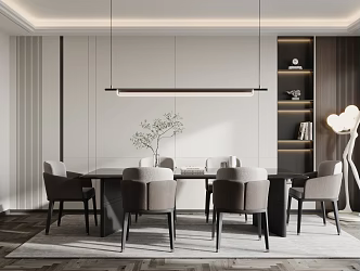 Modern Dining Table and Chair Long Table and Chair 3d model