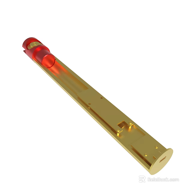 Red Top Gold Long Strip Metal Component With Mounting Holes And Smooth Surface 3d model 