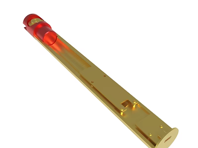 Red Top Gold Long Strip Metal Component With Mounting Holes And Smooth Surface 3d model