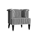 Black And White Striped Single Sofa With Curved Arms And Black Legs Modern Design