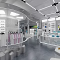 Modern Bright Clothing Store Interior With Open Display Shelves And Lighting Design
