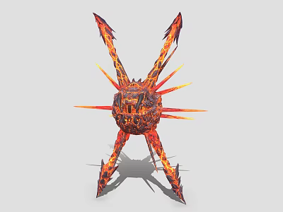 Fiery Spiked Game Movie Character With Burning Limb Structure And Orange Glow 3d model
