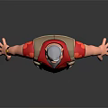 Smiling Male 3D Character With Gray Hair Red Shirt Beige Vest And Open Arms Pose