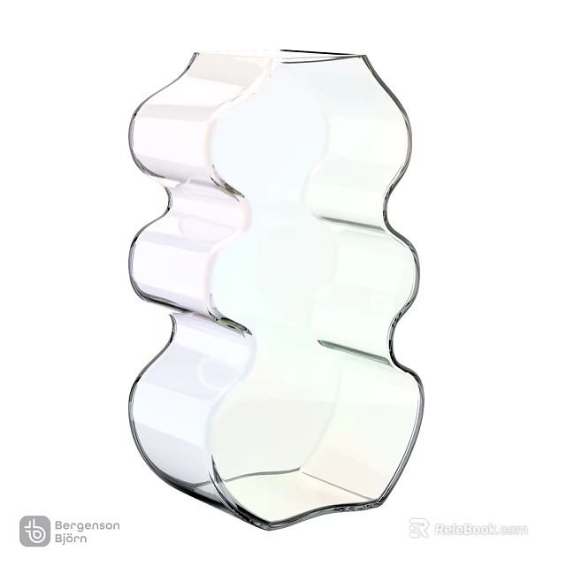 Transparent Glass Wave Design Decorative Ornament Set for Modern Home Decoration 3d model 