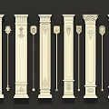 Classical Architectural Columns Featuring Various Decorative Capitals Bases And Ornament Details