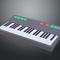 Modern Electronic Keyboard With Black White Keys And Colored Control Buttons 3d model