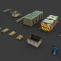 Construction Site Featuring Stacked Steel Pipes Containers Tool Boxes Scaffolding And Materials 3d model