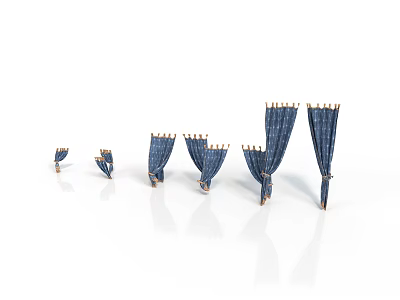 Smart Curtain Electronic Devices With Various Sizes Blue Design And Wooden Stands 3d model