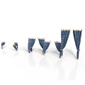 Smart Curtain Electronic Devices With Various Sizes Blue Design And Wooden Stands