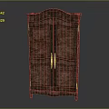 Antique Wooden Wardrobe Design With Double Doors And Ornate Carvings And Gold Handles