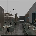 Elegant Modern Restaurant Interior With Green Chairs Dining Tables Chandeliers Wall Art And Wooden Walls