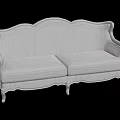 Beige Two Seater Sofa With Dark Wooden Carved Frame And Classical Design