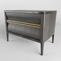 Modern Dark Wood Bedside Table With Marble Top Golden Stripe And Slim Legs